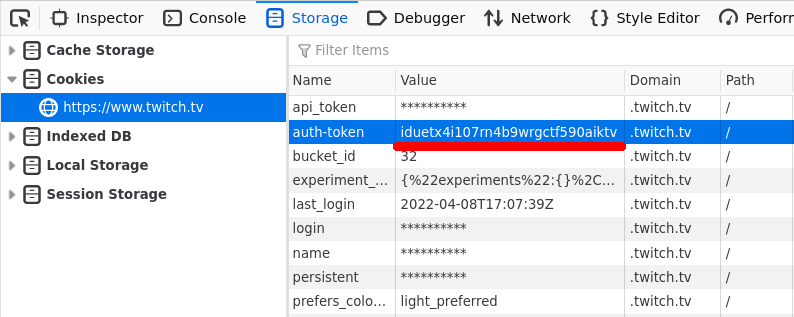 How to find the auth token in dev tools